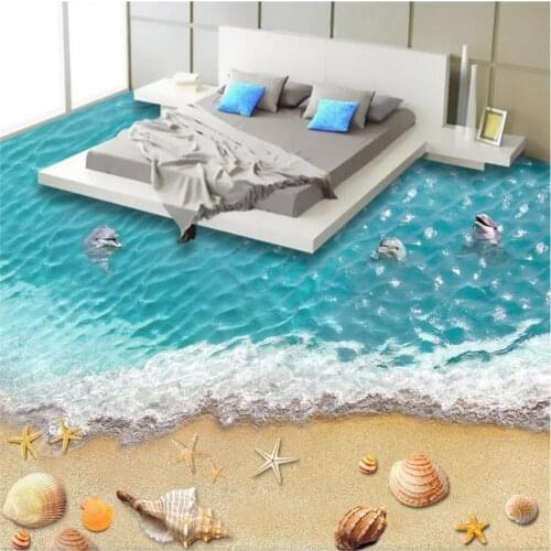 Beibehang 3d pvc flooring waterproof Self-adhesive 3d murals wall paper custom Great Falls Beach 3d floor tiles for bathrooms