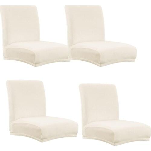 4x Stretch Short Back Dining Chair Cover Pub Bar Stool Seat Slipcover Creamy