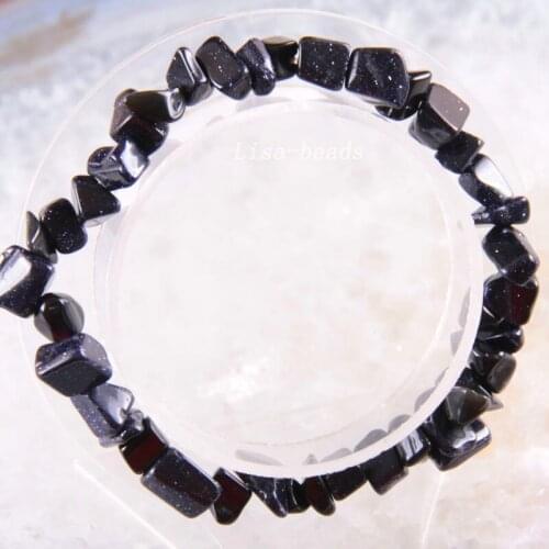 4Pcs Women Jewelry Gift Bracelet Natural Stone Blue Sandstone 4x8MM Chip Beads Bangle Stretch 7" H1419