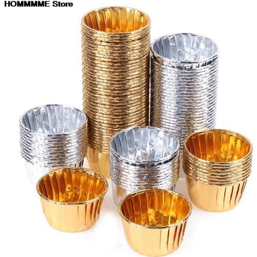 50Pcs/Set Golden Cupcake Wrapper Liner Round Forms For Cup Cake bake Decoration Tools Muffin Paper Cups