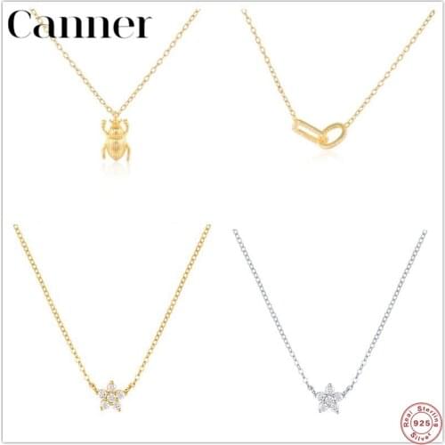 Canner 2021 Trend Necklaces For Women 18K Gold Plated 925 Sterling Silver Pendant Necklace Charm Jewelry Collier Femme Collar W5