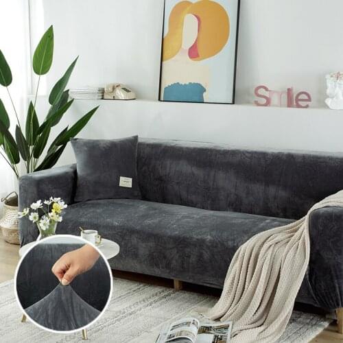 Velvet Solid Color Corner Sofa Covers For Living Room Elastic Slipcovers Stretch Couch Cover L Shape Need Buy 2Pieces