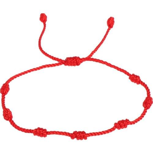 2Pcs 7 Knots Red String Bracelets For Protection Good Luck Amulet For Success Handmade Rope Bracelets Lucky Charm Bangles