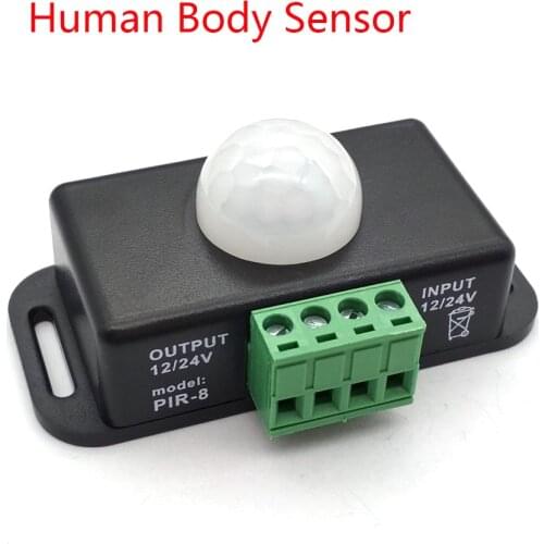 DC 12V 24V 8A Automatic Adjust PIR Motion Sensor Switch IR Infrared Detector Light Switch Module for LED Strip Light Lamp