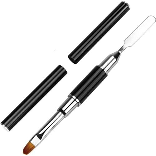 Dual Ended Poly Gel Brush Picker 2 IN 1 Design Nail Brush and Spatula Stainless Steel Gel Nail Brush for Nails Extension Gel