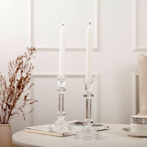 Elegant Wedding Favors Crystal Accents Glass Stick Candle Holder Home Tabletop Decor Candlestick Holders Pair