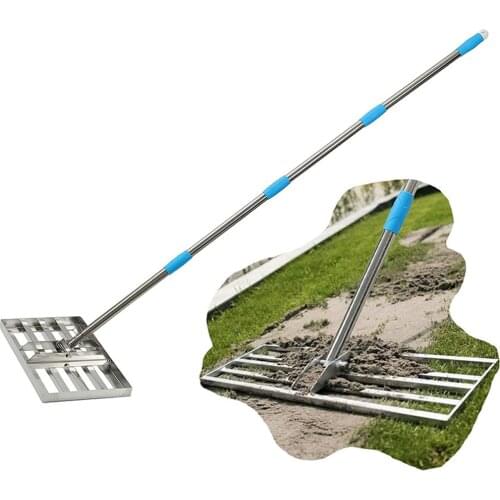 Lawn Leveling Rake Stainless Steel Leveling Tool Length Adjustable Sand Gravel Lawn Leveler for Courtyard Golf-Lawn Leveling