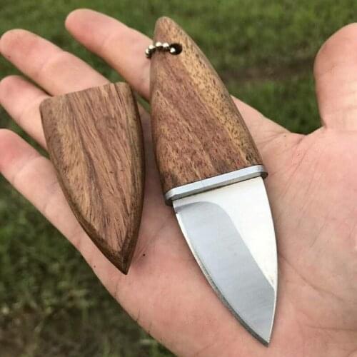 Pocket Knife Mini Creative Boutique EDC RoseWood Handle Knife Portable Open Express Convenient Tool Knife with Knife Sheath