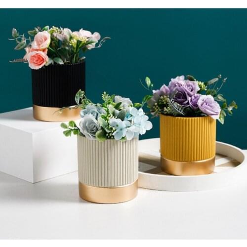 Ceramic Cement Flower Pot Succulent Decoration Desktop Mini Flowerpot Home Decor With Hole Office Decor Flower Vase