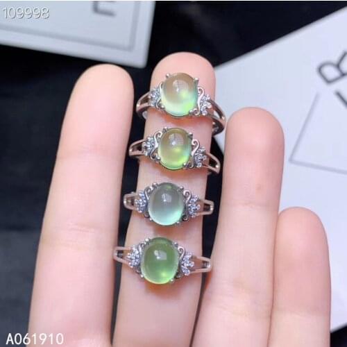 KJJEAXCMY Boutique Jewelry 925 Sterling Silver Inlaid Natural Prehnite Ring Female Support Detection Classic