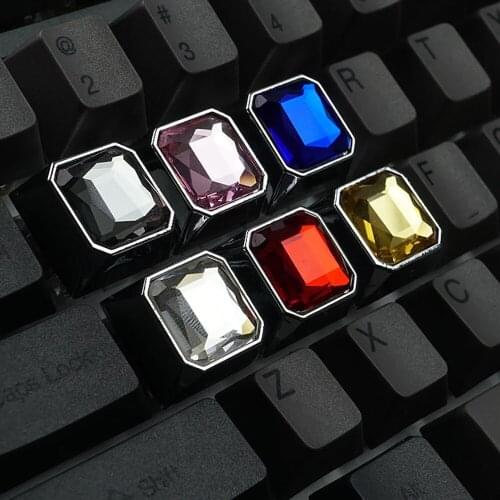 Gemstone Keycaps For Mechanical Keyboard Metal Girl Cute Personality Punk Square With MX Switch Zinc Alloy Glass Cutting Keycaps