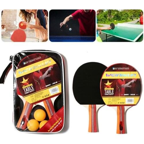 Indoor Table Tennis Racket Professional 2pcs Paddle Bat 3 Balls Set Gym Workout Fitness Tennis Infantil Menino #G3