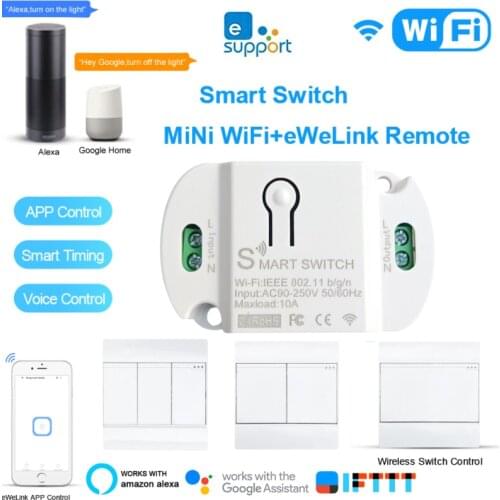 EWeLink Mini WiFi + Bluetooth + 2.4G Remote Control Smart Switch Module Voice Control Smart Home Works With Alexa Google Home