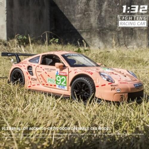 1:32 911 RSR Car Alloy Sports Car Model Diecast Sound Super Racing Lifting Tail Hot Car Wheel For Children Gifts