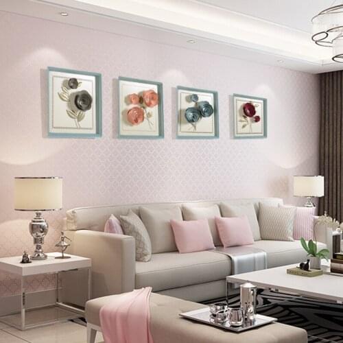 Pastoral Style Roses Living Room Wall Hanging Decor Three-dimensional Wrought Iron Wall Decor Restaurant Hanging Decoration