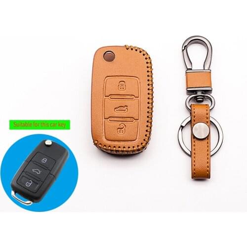 Newest Leather Car Key Cover for VW polo passat b5 golf 4 5 6 jetta mk6 tiguan Gol CrossFox Plus Eos Scirocco Beetle Key cases