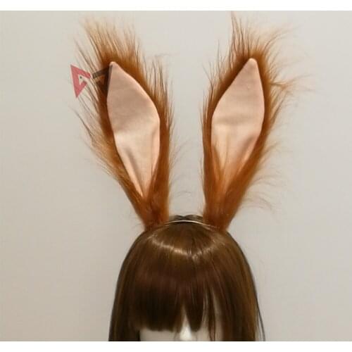 New Rabbit Ears Headwear Hairhoop Hairpin Stage Performance Prop For Cosplay Christmas Holiday Long Brown Fur Custom Made