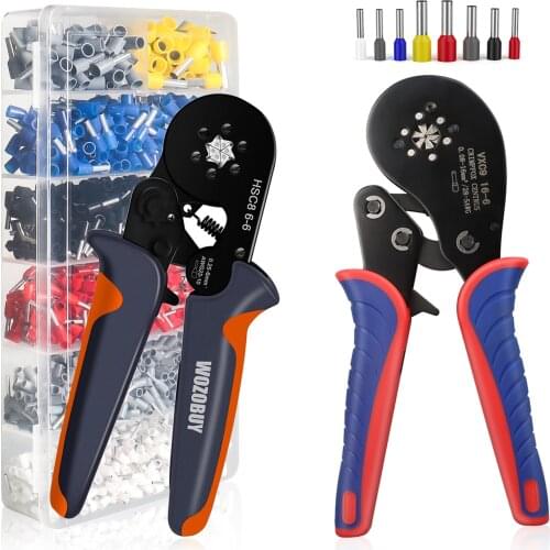 Crimping Pliers,Hexagonal Sawtooth Self-Adjustable Ratchet,Ferrule Crimping Tool Kit, Crimper Kit with 400/1900pcs Wire Terminal
