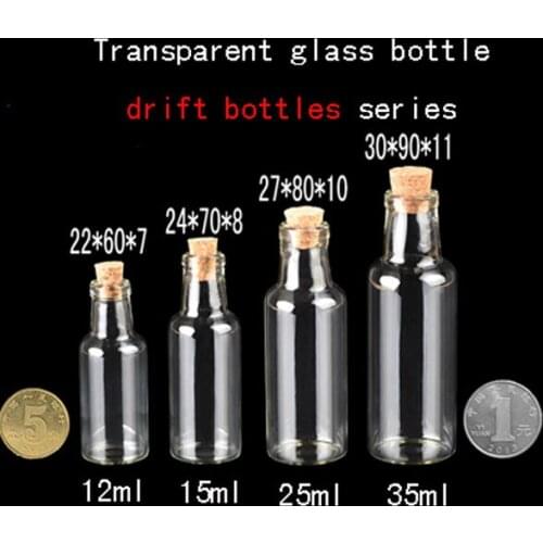 Wholesale 600PCS Capacity 35ml empty Small clear glass bottle cork drifting child, Wishing bottle to Canada by EMS
