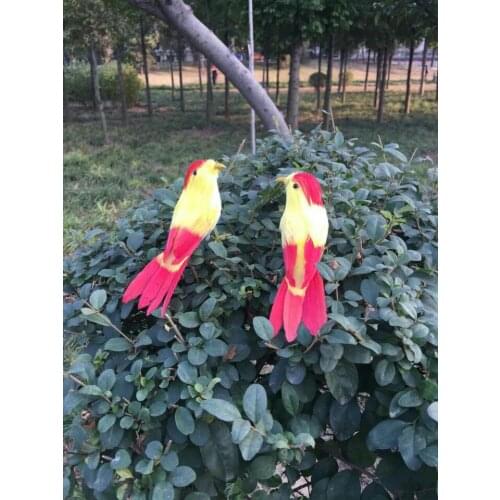A pair of mini cute simulation yellow&red bird toys polyethylene & furs bird models gift about 12cm 1278