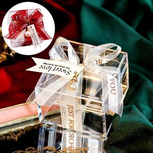 1PC Plastic Storage Box Baby Gift Box Candy Box Transparent Acrylic Shredded Glitter Storage Box With Ribbon Party Supplies