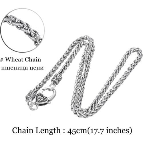 Heart Lobster Clasp Antique Silver Plated Wheat Chain Fit fot Crystal / Wiccan Necklaces