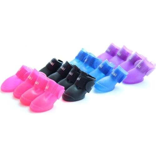 4pcs/lot S/M/L Pet Dog Rain Shoes for Dogs Booties Rubber Portable Anti Slip Waterproof Pet Dog Cat Rain Shoes
