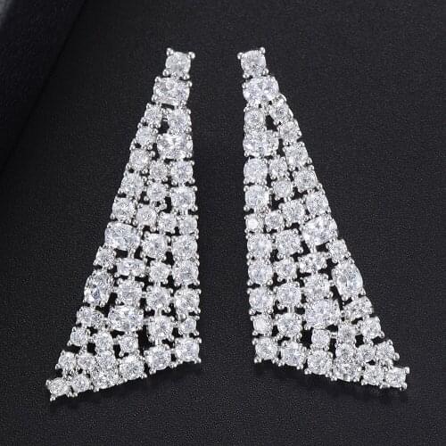 LARRAURI Luxury Geometric Earrings Trendy Full Cubic Zirconia InlaiBig Drop Earrings For Women Dubai Indian Jewelry