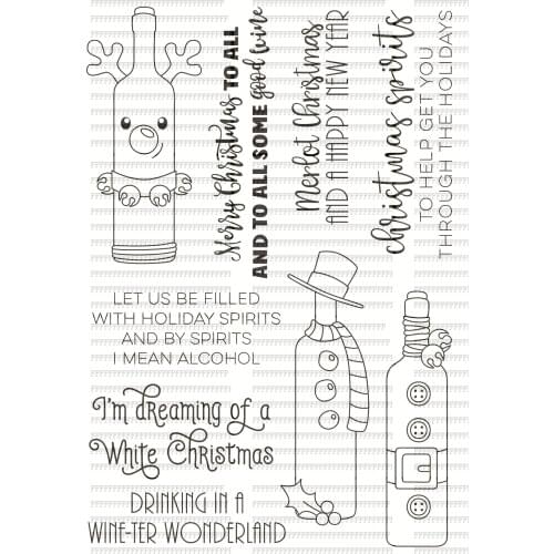 Christmas Wine Bottle Silicone Clear Rubber Stamp Sheet Cling Scrapbooking DIY Cute Pattern Photo Album Paper Decoration