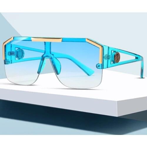 Hot Fashion Luxury Brand Unisex Oversized Square Sunglasses Female Retro Metal New Large Frame Half Frame Sunglasses UV400