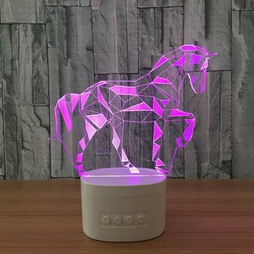 LED Horse Acrylic 3D Night Lights Bluetooth Speaker Music Lamp 5 Color Change Table Lamp party Atmosphere USB 3D Desk lamp
