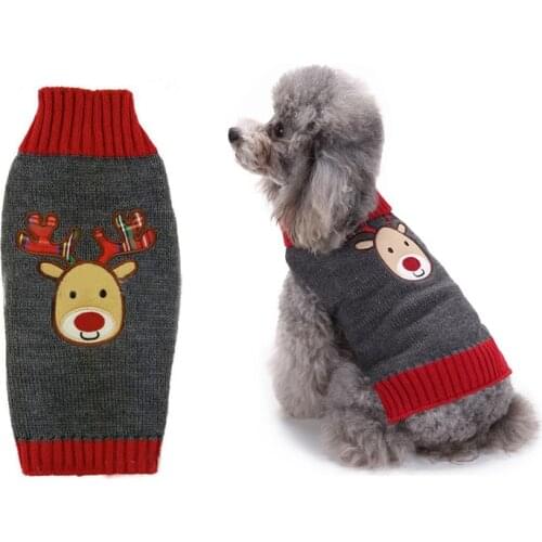 Xmas Dog Sweater Reindeer Pet Puppy Pullover Sweater Christmas Pet Knit Hoodie For Small Medium Dogs Costume XXS XS S M L XL XXL