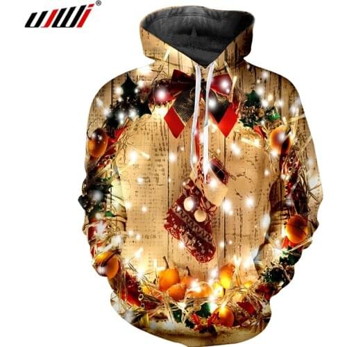 UJIW 2019 Sock 3D Print Christmas Snowman Theme Pullover Sweatshirts Women/ Men Causal Loose Plus Size Sweatshirts Femme