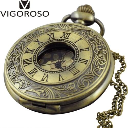 Unique Hollow Design Quartz Pocket Watch Pendant Necklace Chain Men Women Analog Fob Watches Gift
