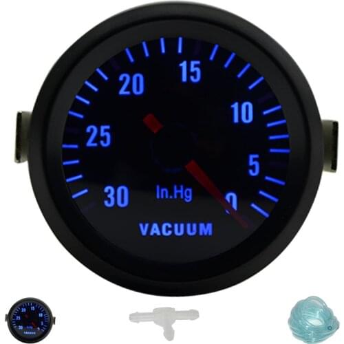 2" 52MM Universal Vacuum Car Gauge 0-30 InHg Meter Auto Blue LED