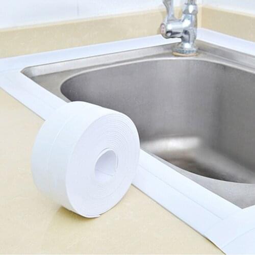 PVC3.2m Shower Sink Bath Sealing Strip Tape Mildew Strip for Bathroom Kitchen Self Adhesive Waterproof Wall Sticker Sink Edge Ga