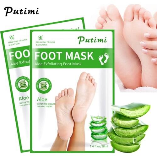 PUTIMI Moisturizing Foot Mask Nourish Peeling for Legs Feet Mask Scrub Exfoliating Socks for Pedicure Anti Crack Heel Foot Patch