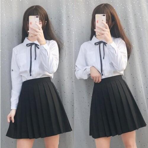 Japanese sailor suit long-sleeved school uniform student wear class Japanese JK uniform shirt long skirt with bow coat set