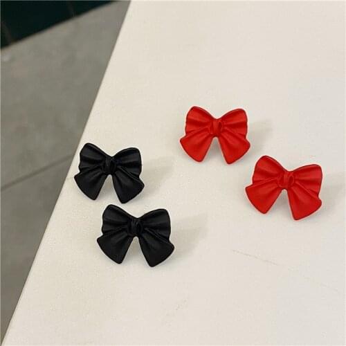 Vintage Bowknot Earrings for women Korean Alloy Retro Stud Earrings Black Red Brincos Wedding Party Fashion Jewelry Wholesale