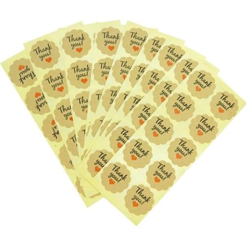 100Pcs Red heart thank you Sticker DIY Vintage Sealing sticker Gifts Posted Baking Decoration Label Multifunction Stickers