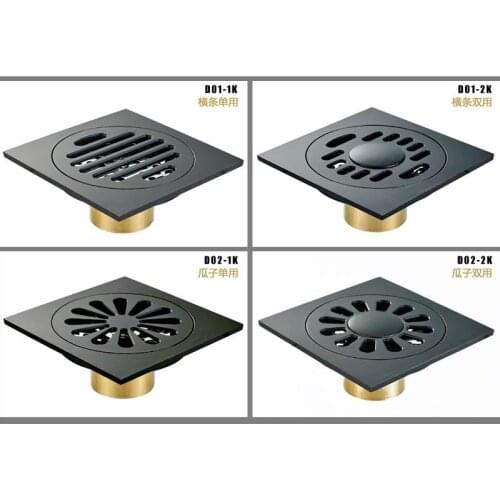 10x10cm Black Drain Pipe Stainless Steel Square Shower Floor Drain Tile Plug-in Drain Channel Bathroom Kitchen Floor Drain