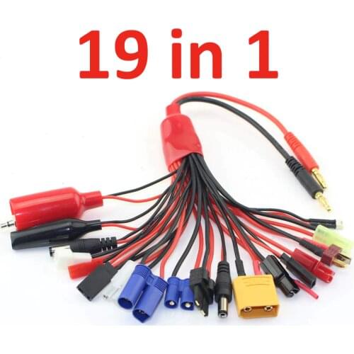 19 in1 RC Lipo Battery Charger Adapter Convert Cable 4mm Banana Plug to Traxxa JST FUTABAS/T-Plug XT60 EC3 EC5 Hxt TAMIYAS