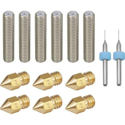 3D Printers Parts DIY Kit 0.4mm Cleaning Needle + MK8 nozzle Cleaning Drill Bits 0.4mm + M6 30mm Elimination Gap Threaded Rod