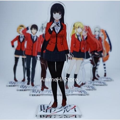 Anime Kakegurui Compulsive Gambler Action Figure Cosplay Toys Jabami Yumeko Meari Saotome Acrylic Dolls Stand Model 15cm