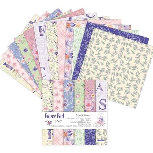 24 Sheet 6"X6" 15.2cm Flower Garden Patterned Paper Scrapbooking Paper Pack DIY Handmade Craft Background Paper Pad