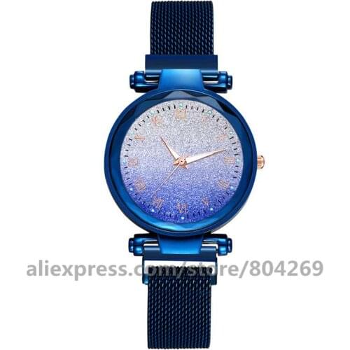 Wholesale Night Luminous Watches Hot Sale Women Magnet Buckle Gradient Color Starry Sky Watch Luxury Ladies Alloy Quartz Watches