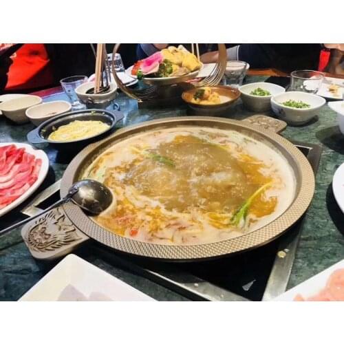 China Chongqing commercial aluminum double bottom flat bottom hot pot double ear soup Yuanyang hot pot two-flavor chaffy dish