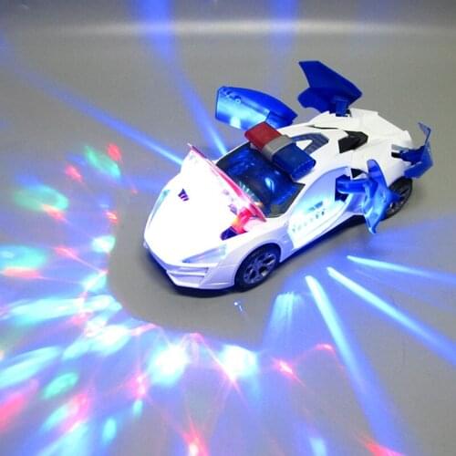 Kids Toy Music Lighting Police 360 Degree Rotating Deformation LED Car