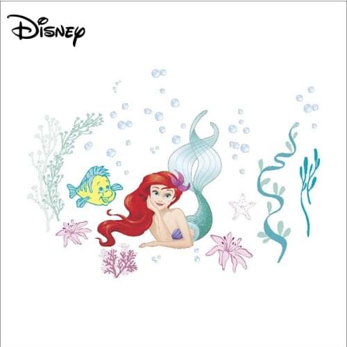 Disney childrens bedroom bathroom stickers waterproof kindergarten stickers cartoon mermaid removable