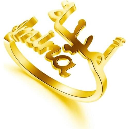 Zciti Custom Couple Double Arabic Ring Couple Custom Two Name Gold Ring Men And Women Wedding Band Personality Jewelry Gift